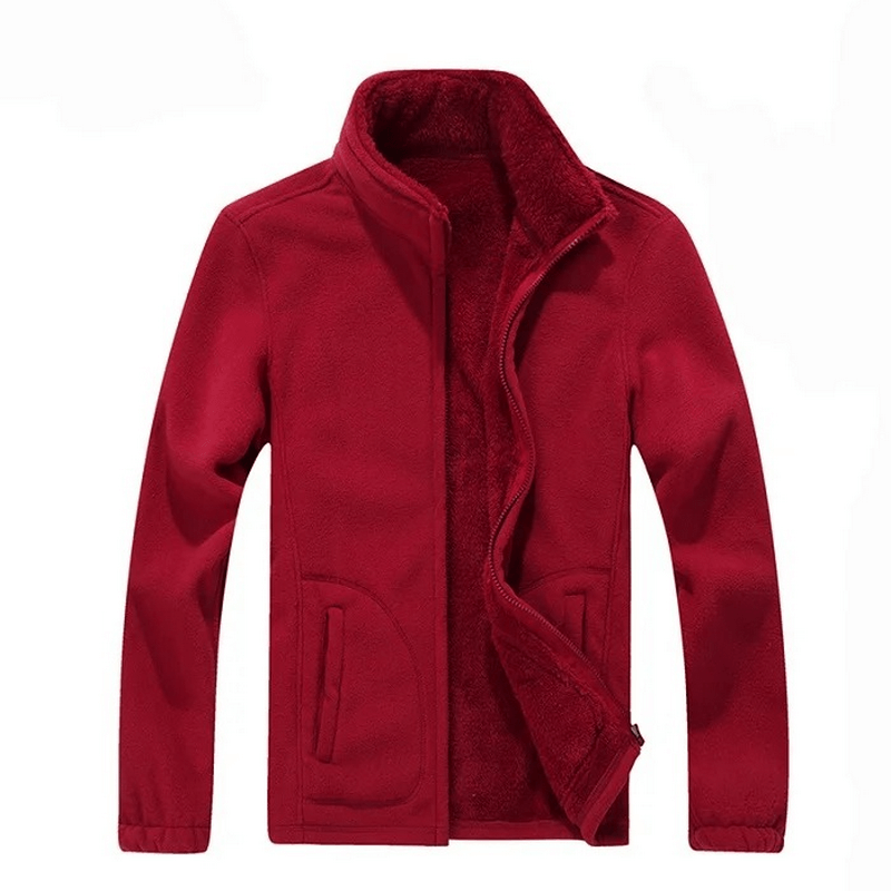 Warmed solid color men's jacket with stand collar, featuring a classic zip closure and full sleeves, perfect for casual style. SF1905